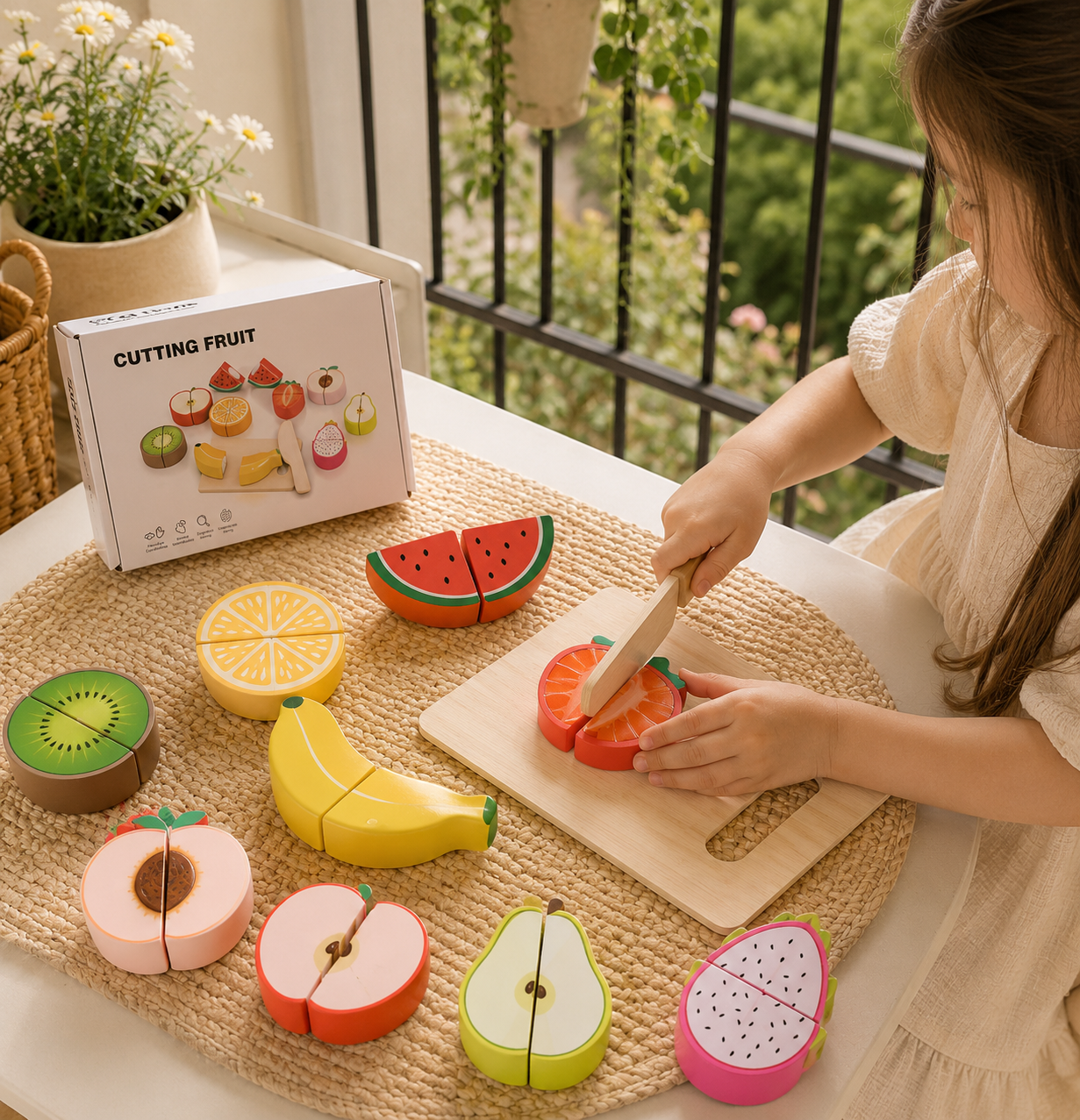 Wooden Fruit Cutting Play Set