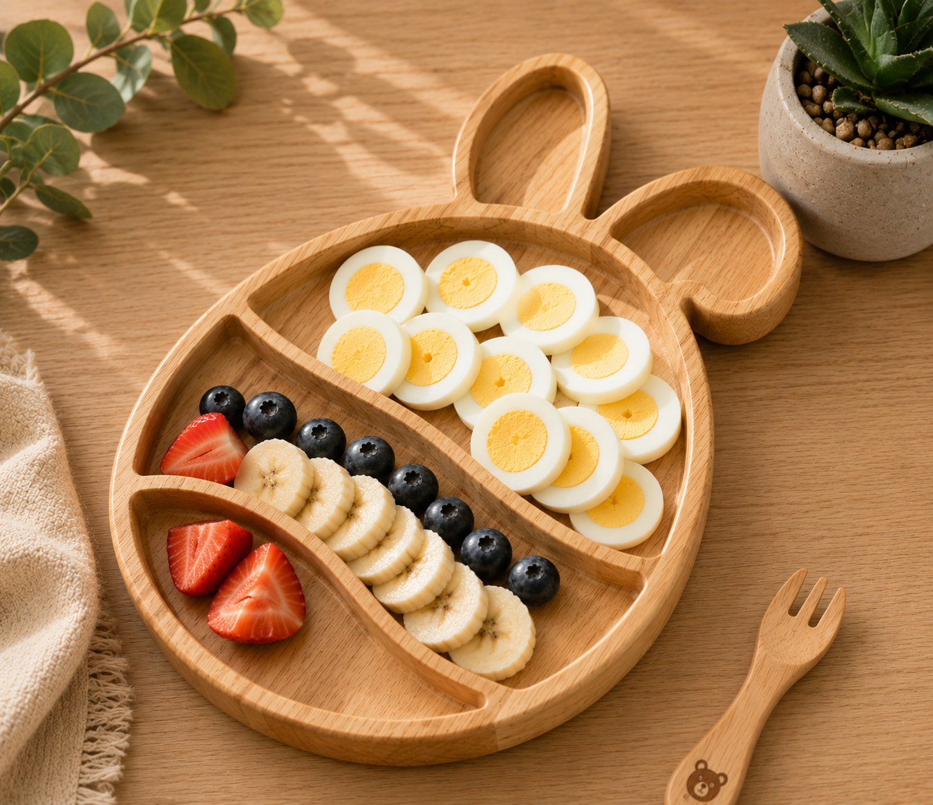 Solid Wood Rabbit Multi-Compartment Tray