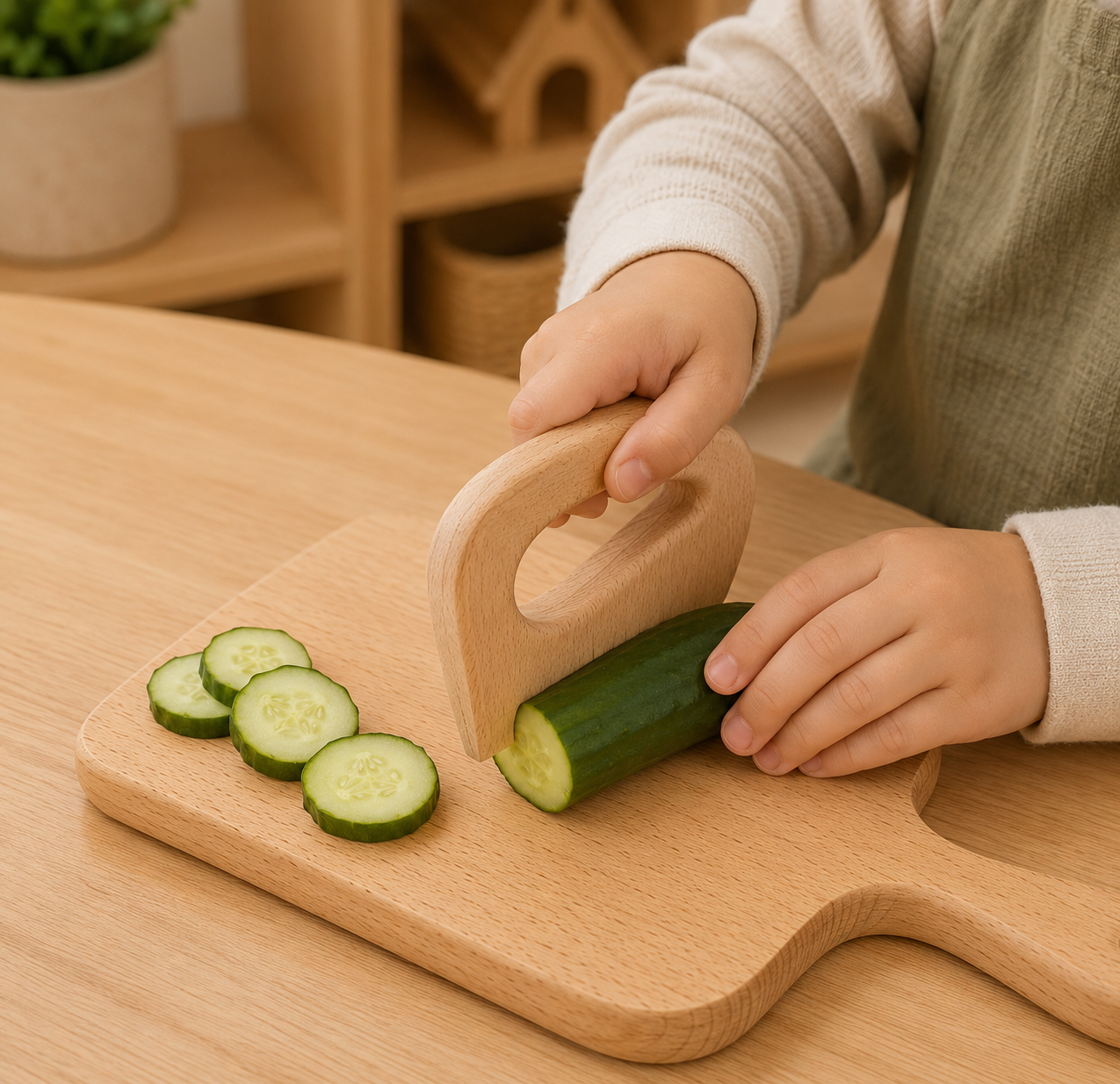 Wooden Fruit Knife & Beech Cutting Board Set
