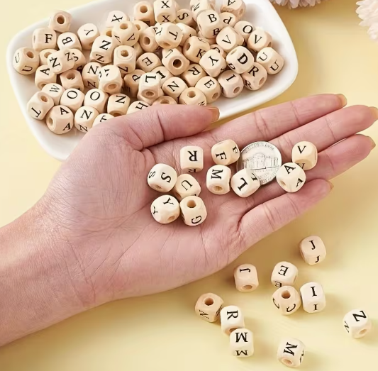 Natural Square Wooden Beads 30pcs