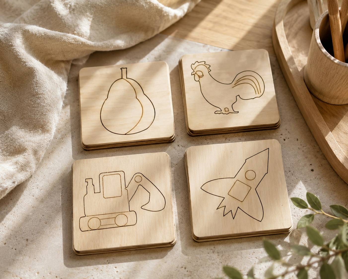 Wooden Painting Boards Set
