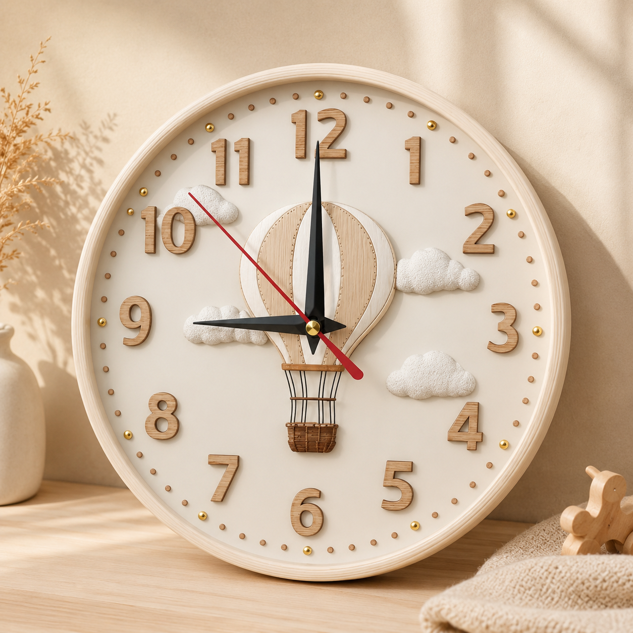 Hot Air Balloon Wooden Wall Clock