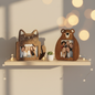Cute Animal Wooden Photo Frame Cat and Bear