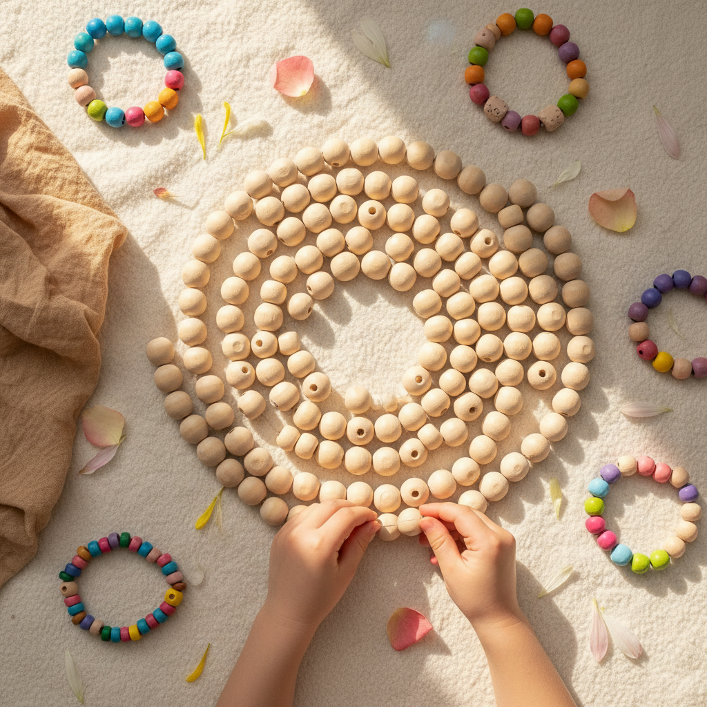 Wooden Beads Set for Kids DIY Jewelry Making