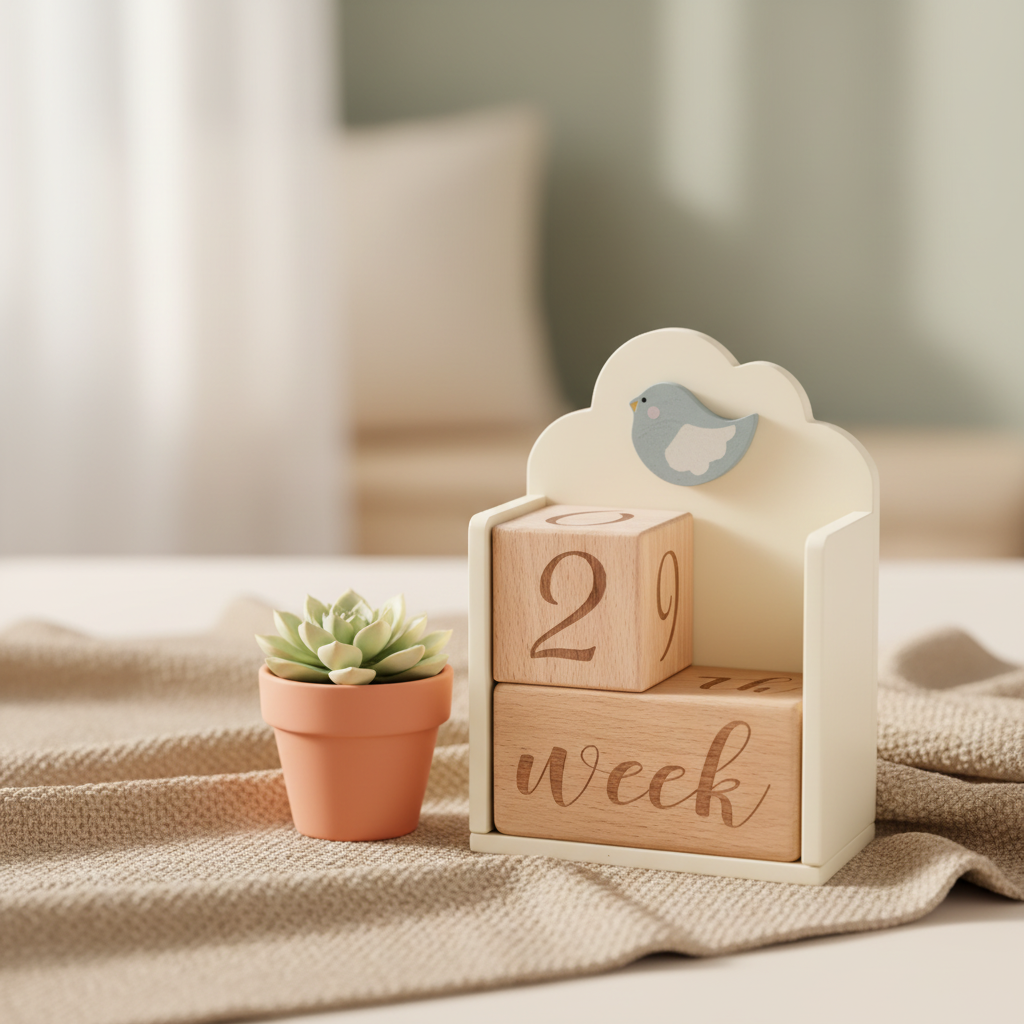 Baby Milestone Blocks Wooden Photo Props Growth Record